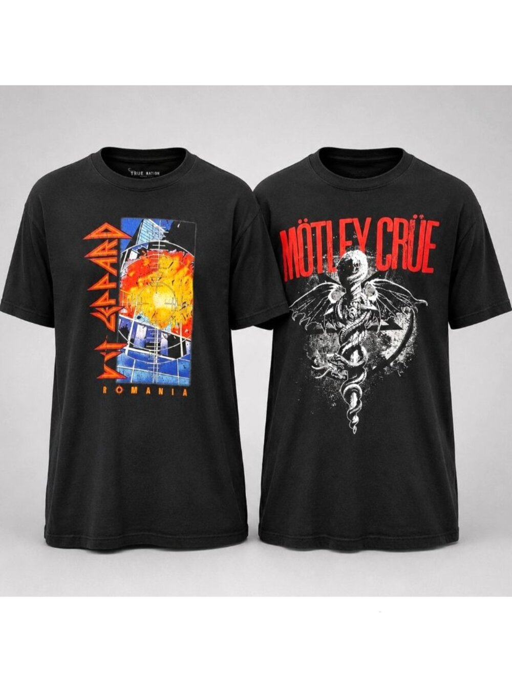 Def Leppard & Mötley Crüe Mens 3XL T-Shirts Black Graphic Band Rock Music